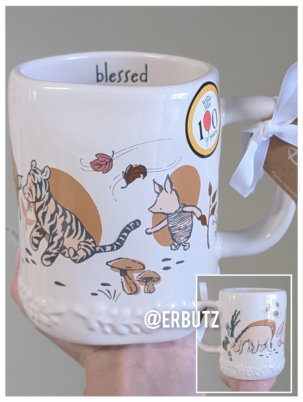 Rae Dunn x Disney Winnie the Pooh BLESSED Autumn Mug w/ Vintage Style Artwork 🍃